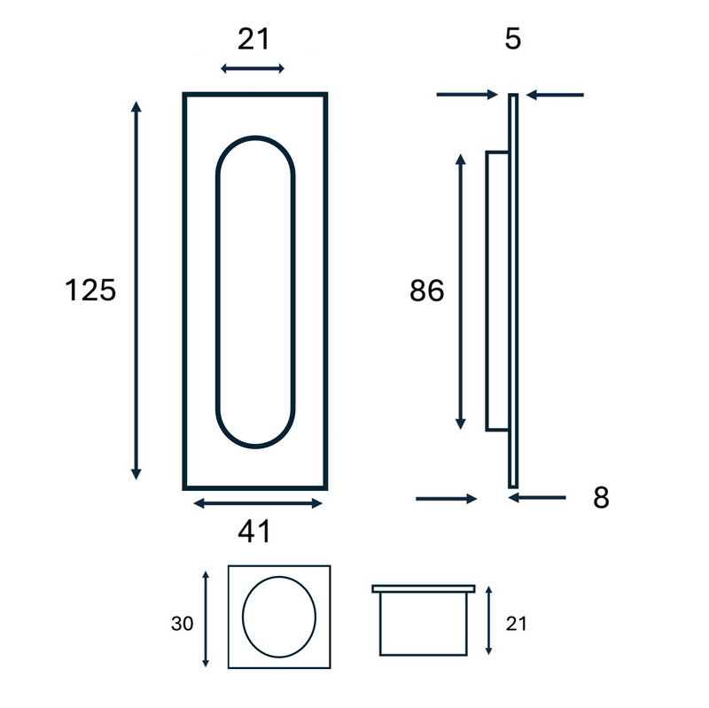 Rectangular nail set plus thimble mod 75420 in bright chrome for sliding doors