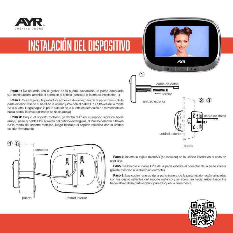 AYR - Mirilla digital WIFI modelo 760 níquel