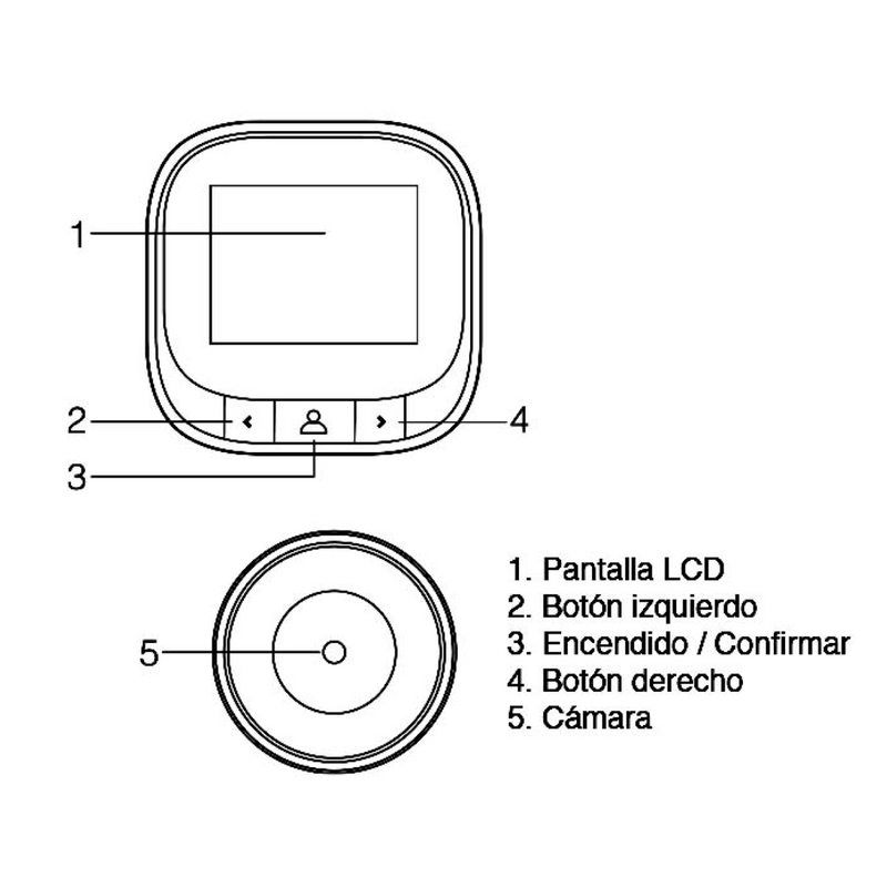 Mirilla digital LITE 9001 blanco/cromo con pantalla de 2,4"