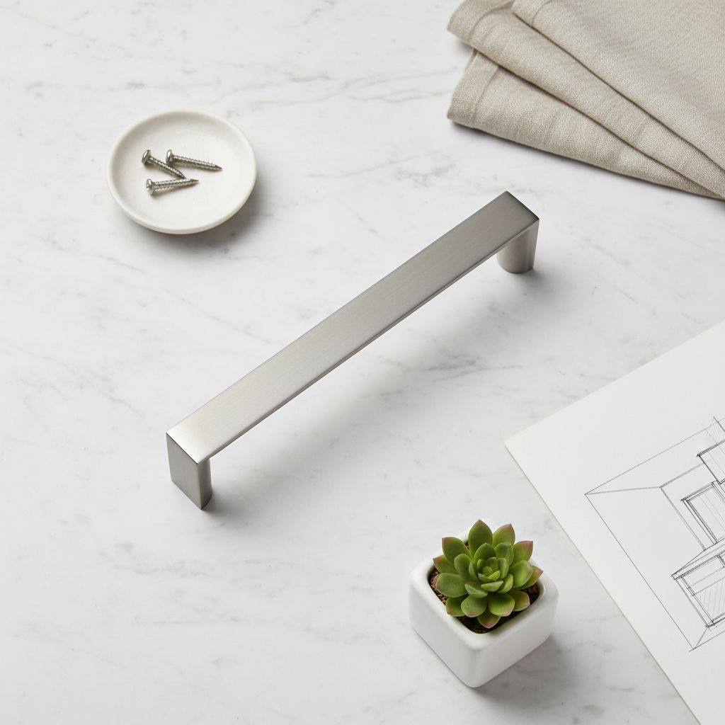 Tirador de aluminio modelo TCB para níquel satinado 192mm entre ejes