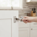 Straight hinge 110º with 35mm cup opening in nickel-plated 3D base without piston 