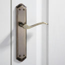 Manilla modelo '881' rústica acabado cuero de aluminio con placa curva para puertas