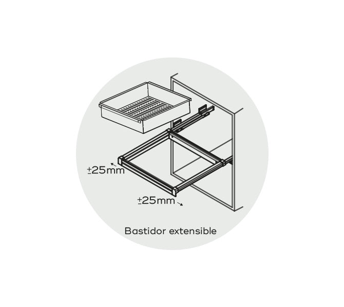 Cajón modular metálico de 600mm en acabado marrón de 80mm de altura