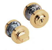 Cilindro muletilla redondo con llave en latonado satinado de 50 mm para puertas