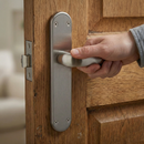 Manilla modelo '250' placa ovalada acabado en níquel satinado para puertas