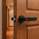 Manilla electrónica con roseta redonda acabado negro con huella, pin y bluetooth