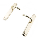 Manilla modelo '6501' de zamak acabado dorado brillo con placa ovalada para puertas