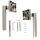 Accesorios manilla con roseta cuadrada de zamak en acabado bicolor modelo 240