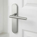Manilla de acero inoxidable con placa ovalada y tornillos ocultos para puertas modelo '503'