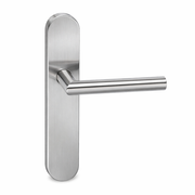 Manilla de acero inoxidable con placa ovalada y tornillos ocultos para puertas modelo '503'