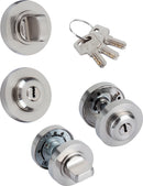 Kit Cilindro-Muletilla redondo para bloquear puertas con llave en acabado níquel satinado