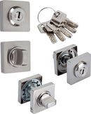 Kit de cilindro-muletilla cuadrada para bloquear puertas con llave en níquel satinado