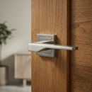 Manilla elegante de zamak con roseta cuadrada acabado níquel satinado para puertas modelo '520'