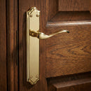 Manilla modelo LOREA PB con placa dorada brillante de aluminio para puertas