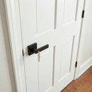 Manilla negra León con cerradura y roseta cuadrada para puertas de entrada