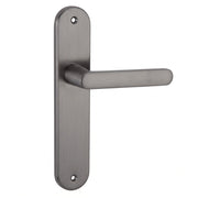 Manilla con placa ovalada de aluminio acabado grafito 250x48 mm