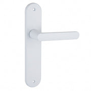 Manilla con placa ovalada de aluminio blanco de 250x48 mm para puertas