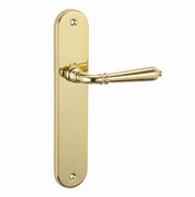 Manilla con placa ovalada de aluminio latonado brillo 250x48 mm