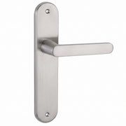 Manilla con placa ovalada de aluminio níquel satinado 250x48 mm para puertas