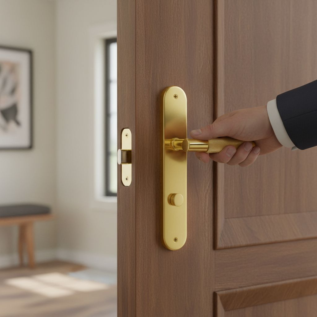 Manilla Placa Ovalada MRS-510 PS en Zamak Latonado Satinado para Puertas de Interior