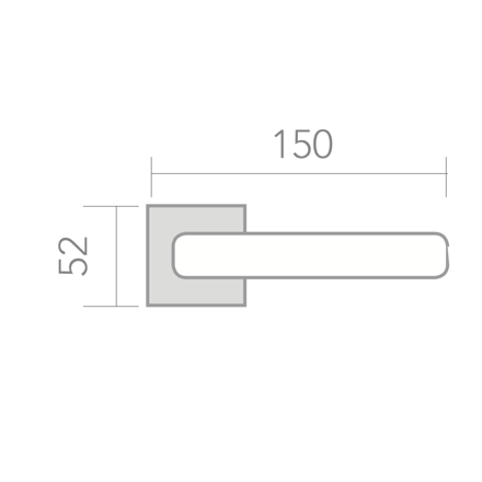 Medidas de manilla de zamak con roseta cuadrada modelo 120
