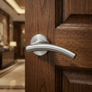 Manilla curva Nix tubular de acero inoxidable con Roseta Redonda para puertas