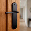 Manilla modelo '530' de aluminio con placa ovalada acabado negro mate para puertas