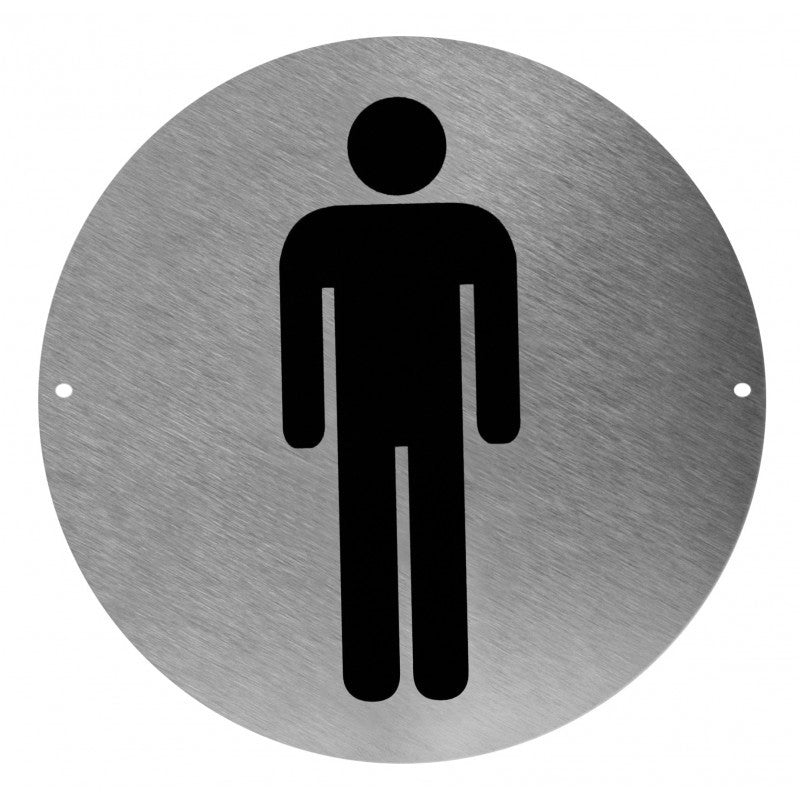 Cartel de acero inoxidable para baño de hombres