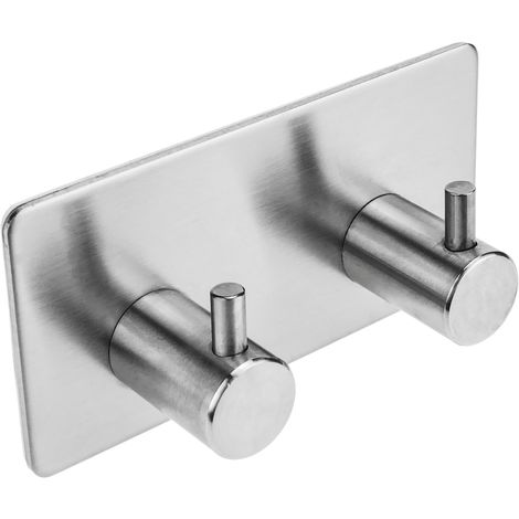 Coat rack with 2 stainless steel hooks