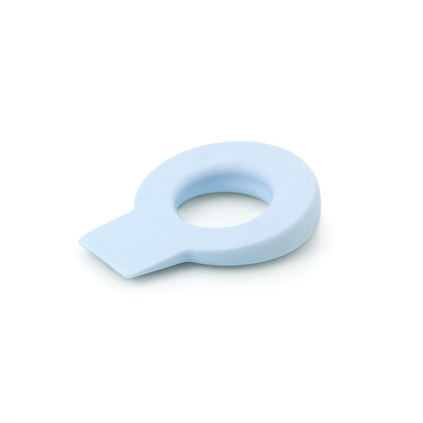 Cuña retenedor circular de plástico flexible acabado en azul celeste para puertas