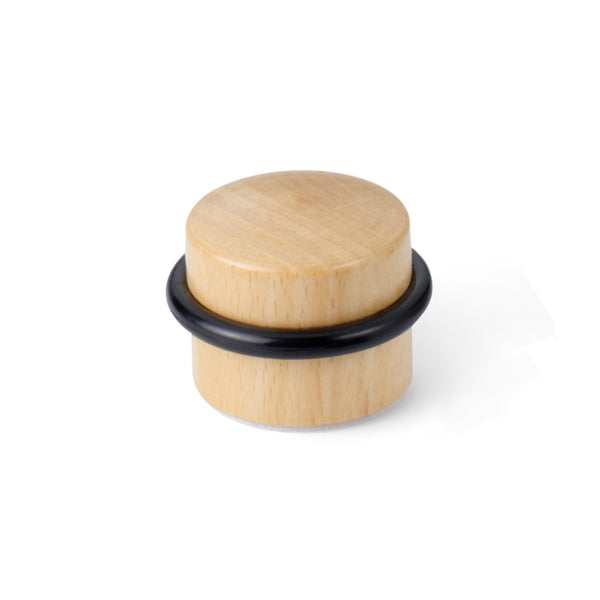 Classic adhesive beech wood door stop in light varnish