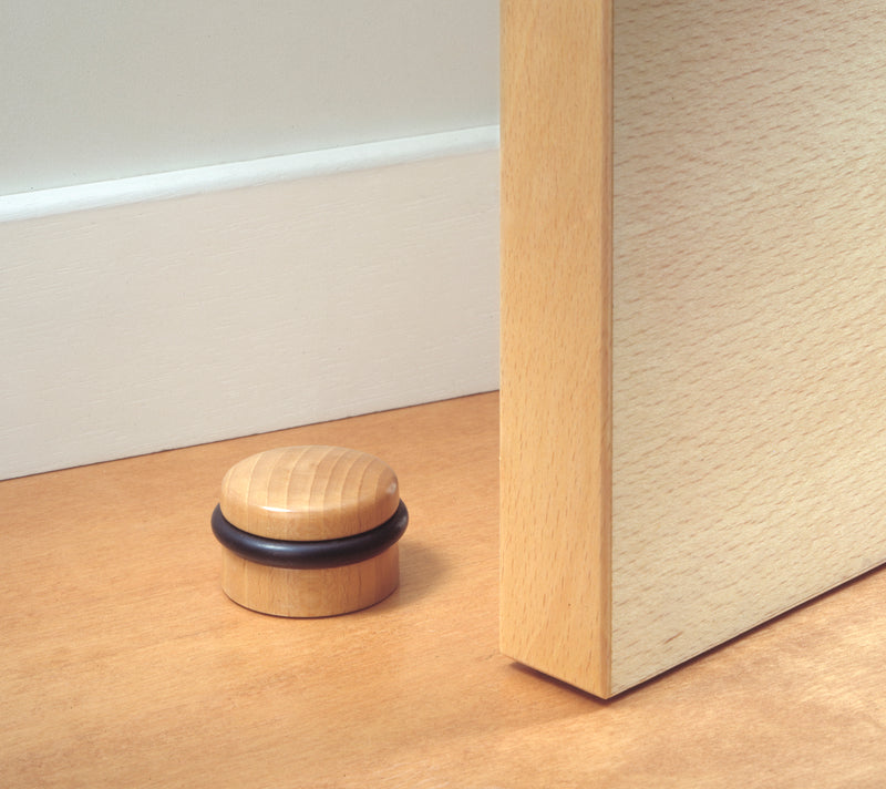 Classic varnished adhesive oak wood doorstop