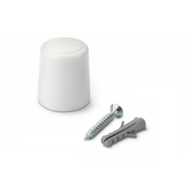 White plastic stopper with screw included for interior doors