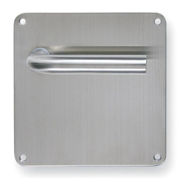 Puxador modelo '403' com placa quadrada de aço inox 170 para portas 