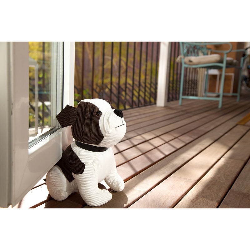 White Brown Dog Shaped Nylon Textile Door Retainer Stopper