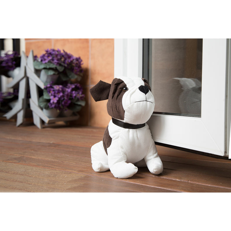 White Brown Dog Shaped Nylon Textile Door Retainer Stopper