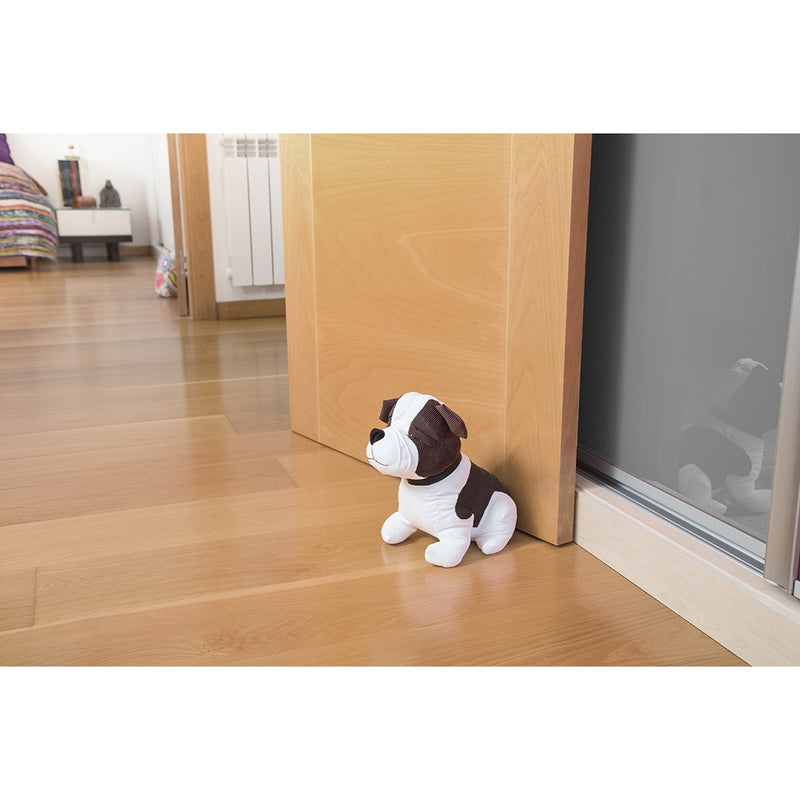 White Brown Dog Shaped Nylon Textile Door Retainer Stopper