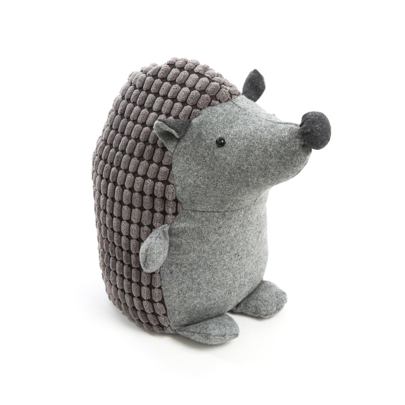 Gray hedgehog-shaped textile door retainer stopper