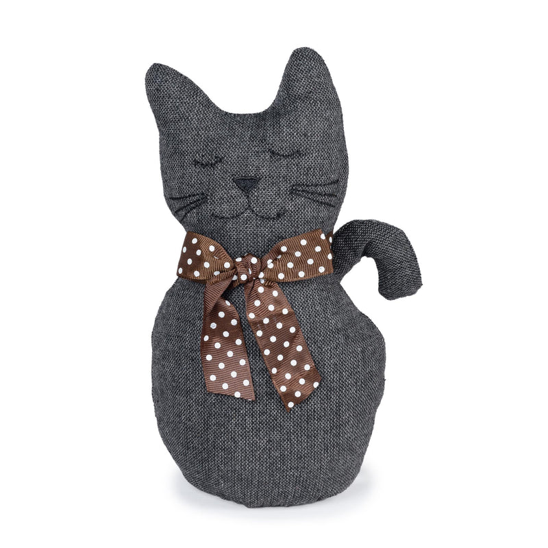 Gray cat-shaped textile door retainer stopper