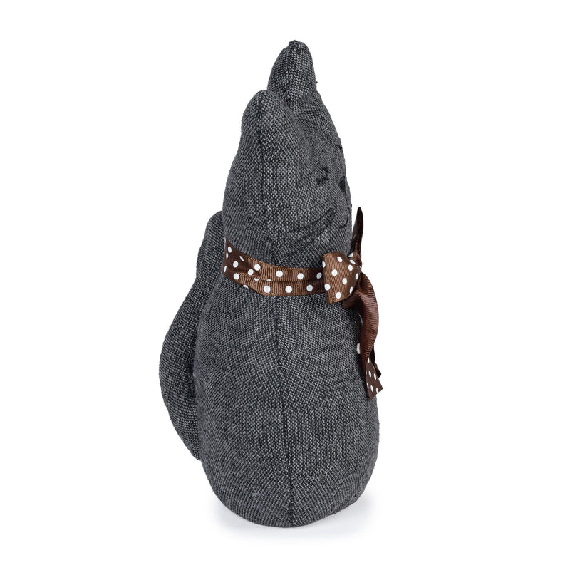 Gray cat-shaped textile door retainer stopper