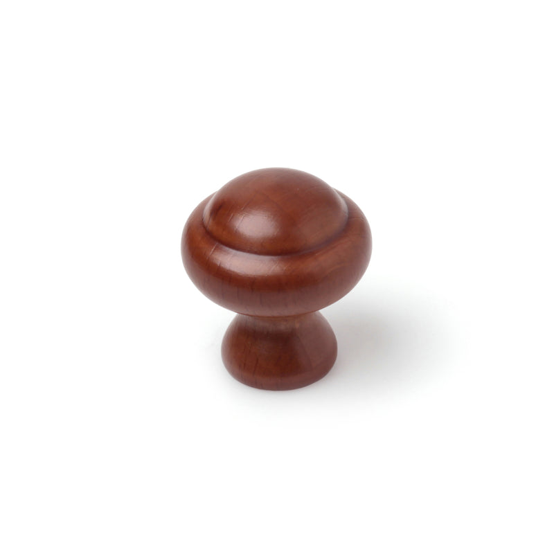 30mm diameter beech wood embossed knob in walnut finish for cabinets and furniture