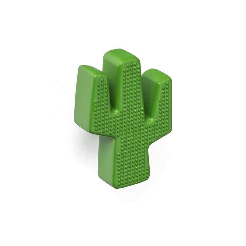 Pomo infantil de plástico verde con forma de cactus para muebles