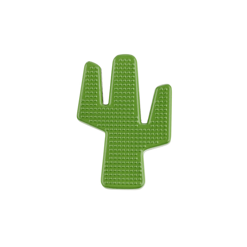 Green plastic children's knob in the shape of a cactus for furniture 