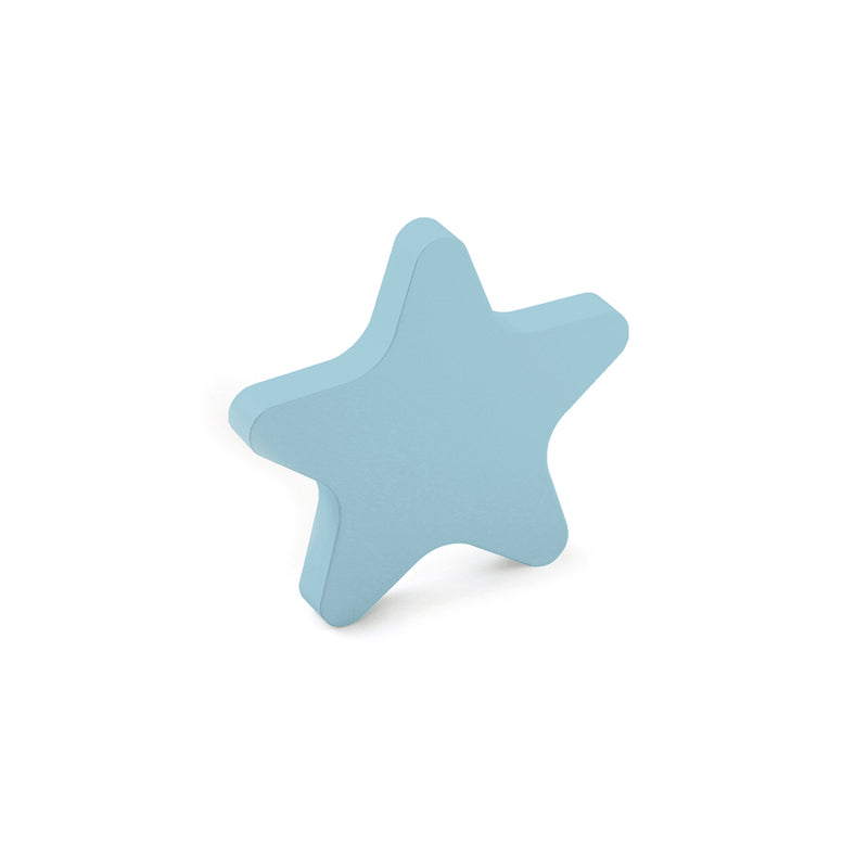 Pomo infantil de plástico de color azul con forma de estrella para muebles