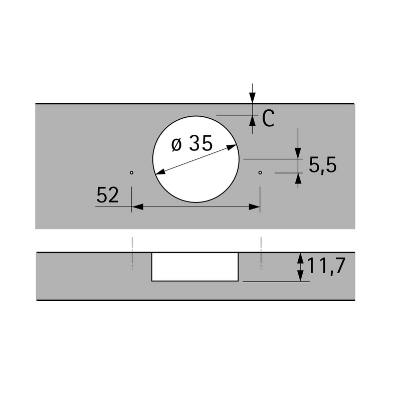 Hettich super-angled cup hinge Intermat 9943 opening 110º nickel-plated