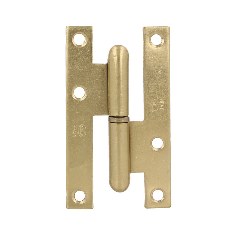 Straight edge door hinge in brass finish without finish, 94 x 54 mm 