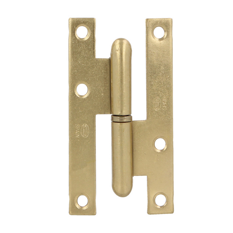 Straight edge door hinge in brass finish without finish, 109 x 54 mm 