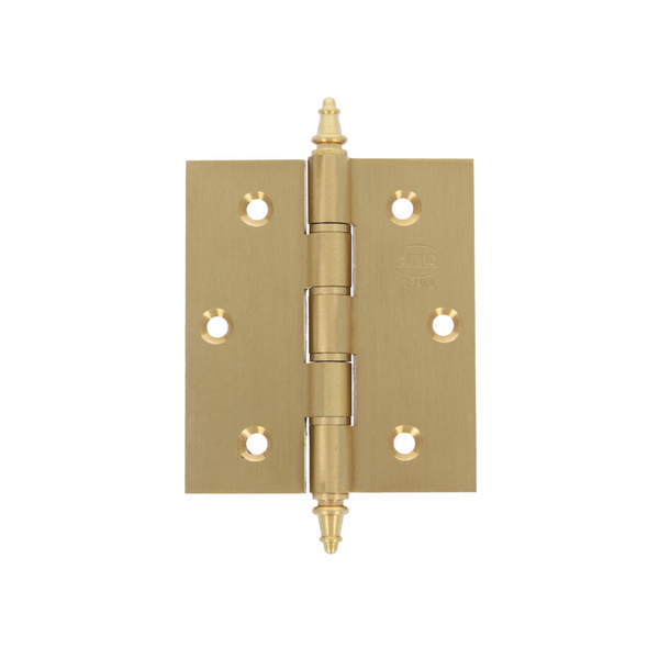 Square edge brass hinge with matte gold finish and washers