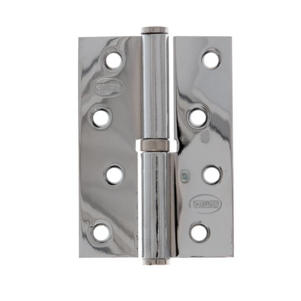 Pernio rectangular canto recto fabricado en acero en acabado cromo brillo 100x70 mm