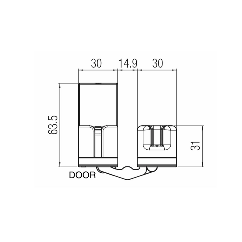 Dobradiça oculta cromada Twist K2000 com fecho automático para portas de 60kg